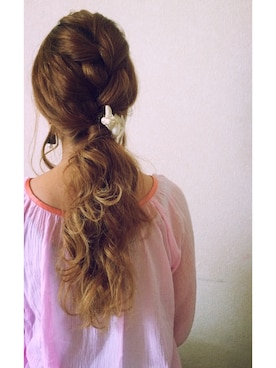 「ヘアアレンジ」｜「アイテム（チュニック）」を使った、mikiさん（レディース・165cm）の夏コーディネート