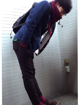 「白シャツ×ニット」｜「アイテム（その他）」を使った、mefoxさん（メンズ・177cm）の秋コーディネート