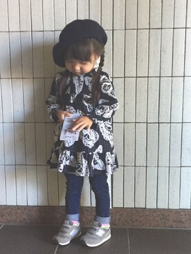 「GAP（ギャップ）のアイテム（チュニック）」を使った、momomiyさん（キッズ・100cm）の秋コーディネート