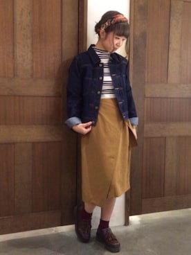 「archives（アルシーヴ）のアイテム（デニムジャケット）」を使った、archivesさん（レディース・153cm）の秋コーディネート