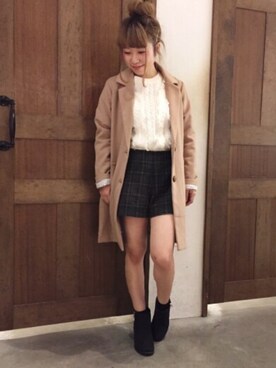 「archives（アルシーヴ）のアイテム（チェスターコート）」を使った、archivesさん（レディース・153cm）の秋コーディネート