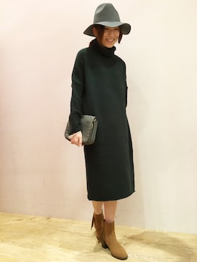 「archives（アルシーヴ）のアイテム（ワンピース、グリーン系）」を使った、archivesさん（レディース・160cm）の秋コーディネート