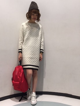 「archives（アルシーヴ）のアイテム（ニット/セーター、ホワイト系）」を使った、archivesさん（レディース・160cm）の秋コーディネート