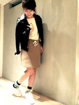 「archives（アルシーヴ）のアイテム（ライダースジャケット）」を使った、archivesさん（レディース・163cm）の秋コーディネート