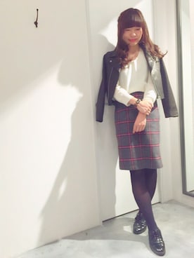 「ネイル」｜「アイテム（ライダースジャケット）」を使った、archivesさん（レディース・167cm）の秋コーディネート