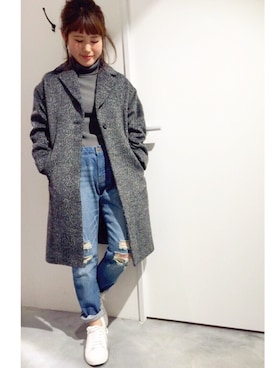 「archives（アルシーヴ）のアイテム（チェスターコート）」を使った、archivesさん（レディース・158cm）の秋コーディネート