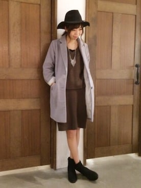 「archives（アルシーヴ）のアイテム（チェスターコート）」を使った、archivesさん（レディース・165cm）の秋コーディネート