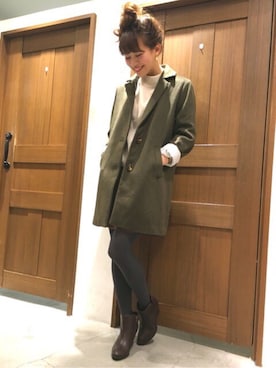 「archives（アルシーヴ）のアイテム（チェスターコート）」を使った、archivesさん（レディース・161cm）の冬コーディネート