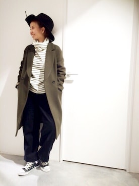 「archives（アルシーヴ）のアイテム（チェスターコート）」を使った、archivesさん（レディース・155cm）の冬コーディネート