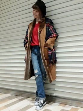 「archives（アルシーヴ）のアイテム（ムートンコート）」を使った、archivesさん（レディース・155cm）の冬コーディネート