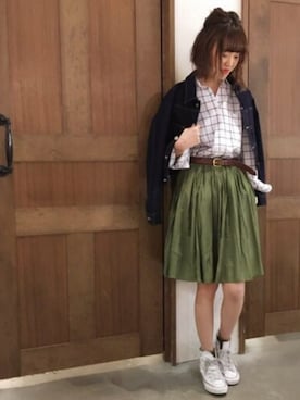 「archives（アルシーヴ）のアイテム（デニムジャケット）」を使った、archivesさん（レディース・163cm）の冬コーディネート