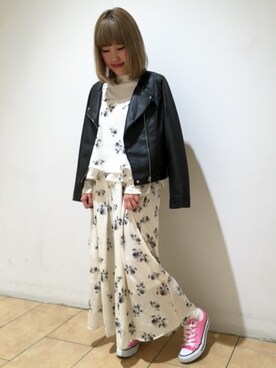 「archives（アルシーヴ）のアイテム（ライダースジャケット）」を使った、archivesさん（レディース・155cm）の冬コーディネート