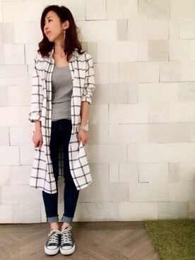 「archives（アルシーヴ）のアイテム（シャツワンピース）」を使った、archivesさん（レディース・158cm）の冬コーディネート