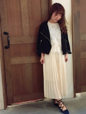 「archives（アルシーヴ）のアイテム（ライダースジャケット）」を使った、archivesさん（レディース・154cm）の春コーディネート