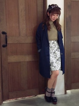 「archives（アルシーヴ）のアイテム（チェスターコート）」を使った、archivesさん（レディース・153cm）の春コーディネート