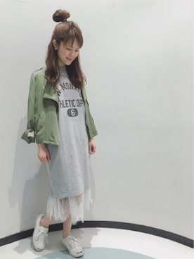 「archives（アルシーヴ）のアイテム（ライダースジャケット）」を使った、archivesさん（レディース・158cm）の春コーディネート