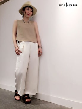 「archives（アルシーヴ）のアイテム（ハット）」を使った、archivesさん（レディース・163cm）の夏コーディネート