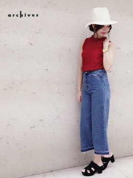 「カットオフデニム」｜archivesさん（レディース・162cm）の夏コーディネート