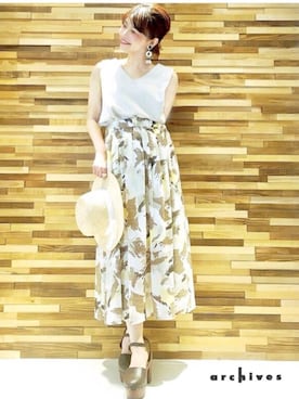 「archives（アルシーヴ）のアイテム（ハット）」を使った、archivesさん（レディース・160cm）の夏コーディネート