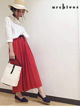 「archives（アルシーヴ）のアイテム（ハット）」を使った、archivesさん（レディース・158cm）の夏コーディネート