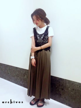 「archives（アルシーヴ）のアイテム（パンツ）」を使った、archivesさん（レディース・150cm）の夏コーディネート