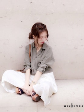 「archives（アルシーヴ）のアイテム（パンツ）」を使った、archivesさん（レディース・162cm）の夏コーディネート