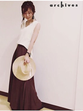 「archives（アルシーヴ）のアイテム（ハット）」を使った、archivesさん（レディース・160cm）の夏コーディネート