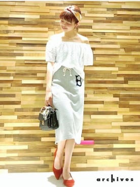 「archives（アルシーヴ）のアイテム（シャツ/ブラウス）」を使った、archivesさん（レディース・156cm）の夏コーディネート