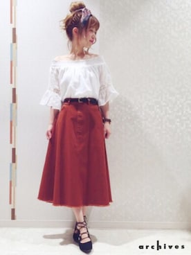 「ミモレ丈スカート」｜archivesさん（レディース・153cm）の夏コーディネート