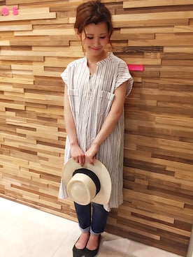 「archives（アルシーヴ）のアイテム（シャツワンピース）」を使った、archivesさん（レディース・154cm）の夏コーディネート