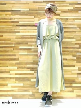 「archives（アルシーヴ）のアイテム（シューズ）」を使った、archivesさん（レディース・154cm）の夏コーディネート