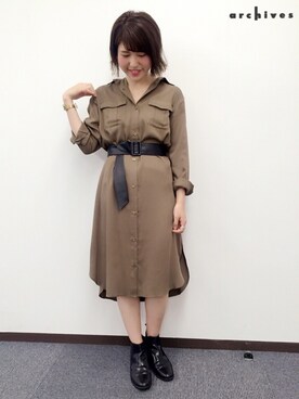 「archives（アルシーヴ）のアイテム（シャツワンピース）」を使った、archivesさん（レディース・158cm）の夏コーディネート