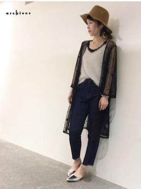 「archives（アルシーヴ）のアイテム（帽子）」を使った、archivesさん（レディース・163cm）の夏コーディネート