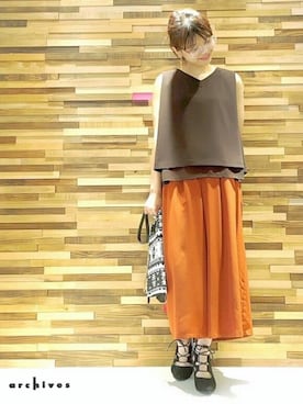 「archives（アルシーヴ）のアイテム（パンツ）」を使った、archivesさん（レディース・154cm）の秋コーディネート