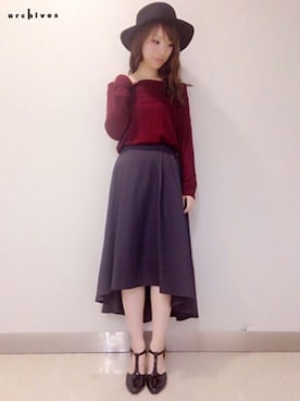 「archives（アルシーヴ）のアイテム（ハット）」を使った、archivesさん（レディース・154cm）の秋コーディネート