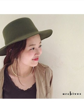 「archives（アルシーヴ）のアイテム（ハット）」を使った、archivesさん（レディース・150cm）の秋コーディネート