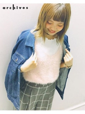 「archives（アルシーヴ）のアイテム（デニムジャケット）」を使った、archivesさん（レディース・154cm）の秋コーディネート
