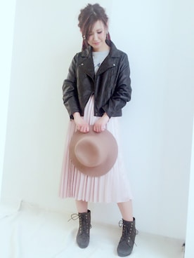 「archives（アルシーヴ）のアイテム（ライダースジャケット）」を使った、archivesさん（レディース・154cm）の秋コーディネート