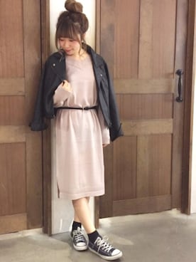 「archives（アルシーヴ）のアイテム（ライダースジャケット）」を使った、archivesさん（レディース・153cm）の秋コーディネート