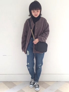 「archives（アルシーヴ）のアイテム（ノーカラージャケット）」を使った、archivesさん（レディース・150cm）の秋コーディネート