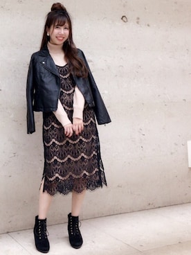 「archives（アルシーヴ）のアイテム（ライダースジャケット）」を使った、archivesさん（レディース・161cm）の秋コーディネート