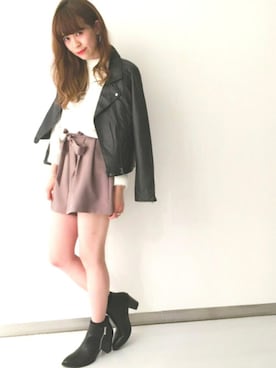 「archives（アルシーヴ）のアイテム（ライダースジャケット）」を使った、archivesさん（レディース・162cm）の秋コーディネート