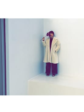 「MURUA（ムルーア）のアイテム（ジャケット/アウター、ベージュ系）」を使った、MAIKOさん（レディース・162cm）の冬コーディネート