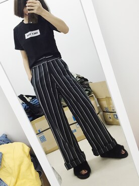 「2littlebobのアイテム（スラックス、ブラック系）」を使った、twiggyさん（レディース）の秋コーディネート