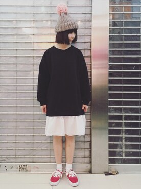 「@2littlebobのアイテム（ワンピース、ブラック系）」を使った、twiggyさん（レディース）の秋コーディネート