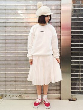 「LOWRYS FARM（ローリーズファーム）のアイテム（スカート、ホワイト系）」を使った、twiggyさん（レディース）の秋コーディネート