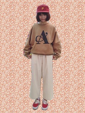 「VANS（バンズ）のアイテム（スニーカー、レッド系）」を使った、twiggyさん（レディース）の秋コーディネート