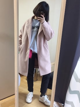 「travel」｜「アイテム（スウェット）」を使った、twiggyさん（レディース・155cm）の秋コーディネート