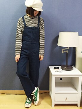 「CONVERSE（コンバース）のアイテム（スニーカー、グリーン系）」を使った、twiggyさん（レディース）の冬コーディネート