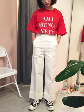 「CONVERSE（コンバース）のアイテム（スニーカー、ブラック系）」を使った、twiggyさん（レディース）の夏コーディネート